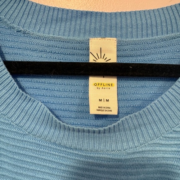 Blue ribbed Aerie crewneck sweater - Picture 2 of 4
